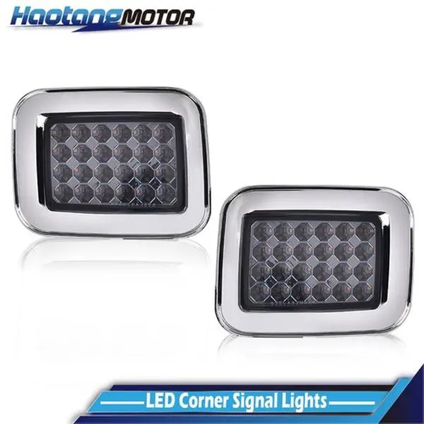 CROSSDESIGN Smoked Front LED Corner Signal Lamps - Front Pair Plug-and-Play Parking Lights, Hummer H2 Accessories for 2003-2009 Models (Show Use Compatible)