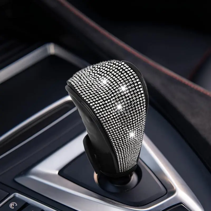 Shiny Car Gear Shift Knob Cover with Crystal Sparkle Rhinestones, Automatic Gear Shift Gear Cover for Women and Girls,  Interior Decoration Accessory