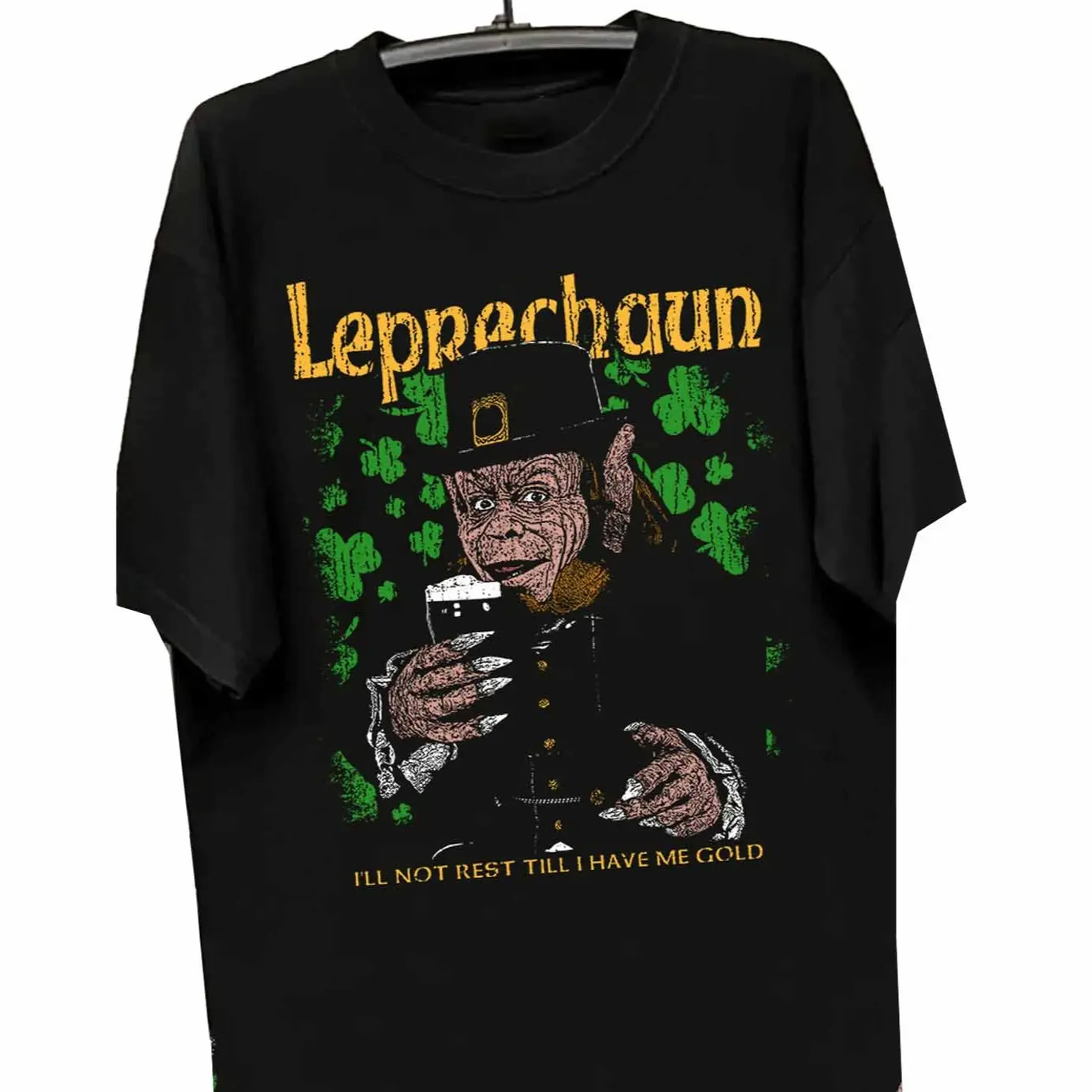 LEPRECHAUN VINTAGE BLACK T-SHIRT SIZE S-3XL