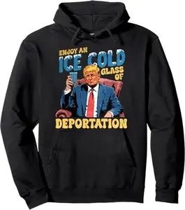 ICE Enjoy An Ice Cold Glass Of Deportation Funny Trump ICE Pullover Hoodie