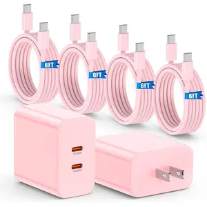 40W Fast Charger for iPhone 17 16 15 Pro Max, 2Pack Dual Port USB C Charging Block With 4Pack 6FT USB C to C Cord for iPhone 16 15 Plus/iPad Pro