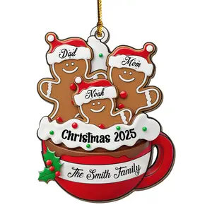 Personalized Gingerbread Family Ornament | Custom Family Christmas Ornament | Gingerbread Man Holiday Decor | Unique Christmas Gift 2025