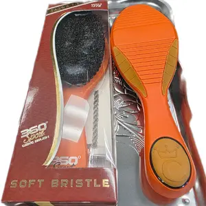 Crown Quality Hair Brushes Long Handle Soft Bristle 360 Wave Brush for Styling