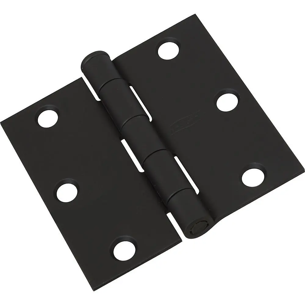 National Hardware 119461 3 in. 5-Knuckle Door Hinge - Black, Countersunk Screw Holes, Easy Installation