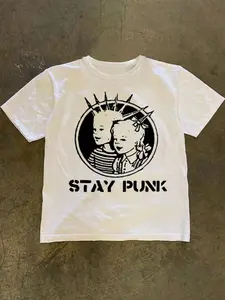 Stay Punk Mohawk Kids Vintage Graphic Tee | Grunge Y2K Punk Streetwear T‑Shirt