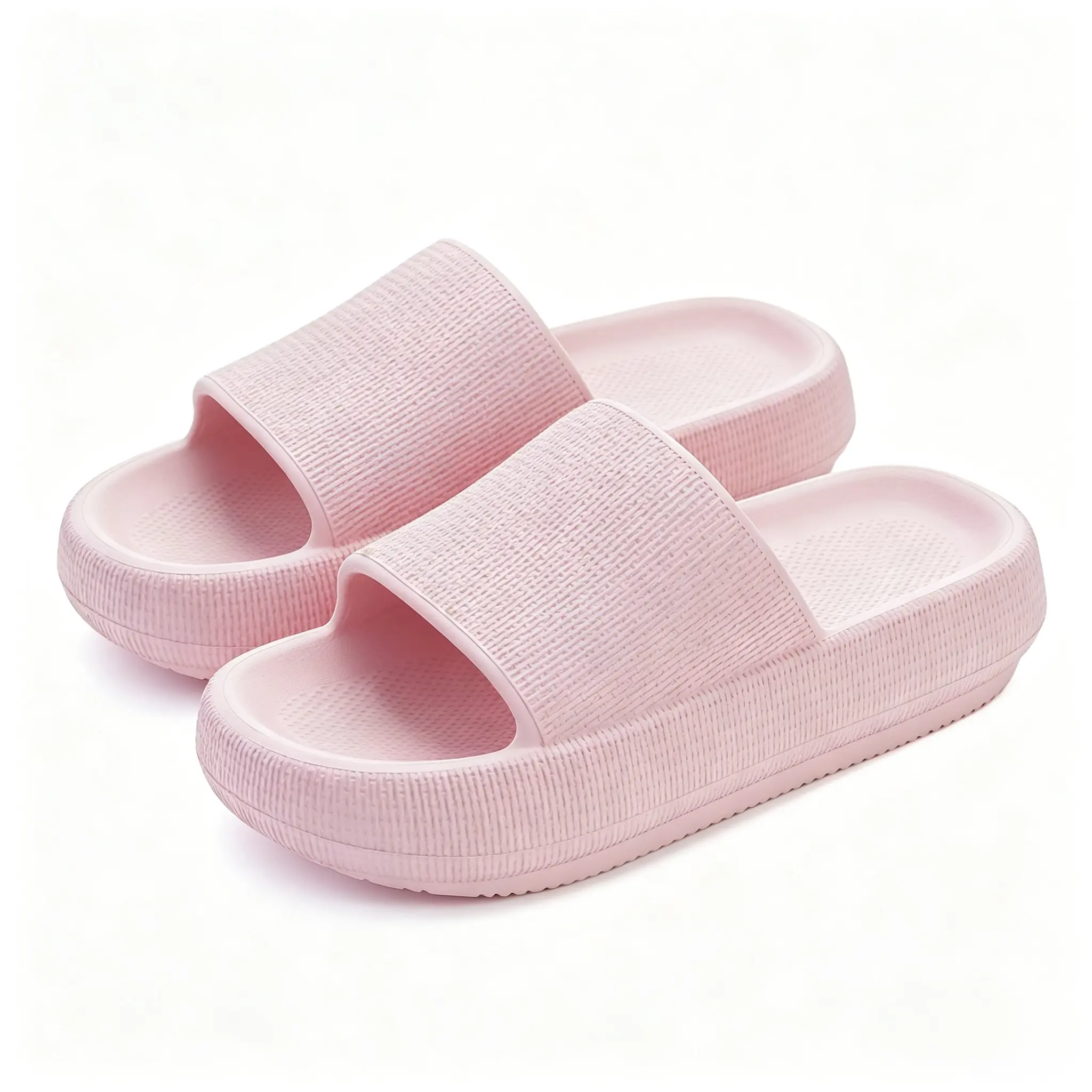 Women Pillow Cushioned Slides, Unisex Thick‑Sole EVA Open‑Toe Slippers, Non‑Slip Bathroom & Beach Summer Footwear