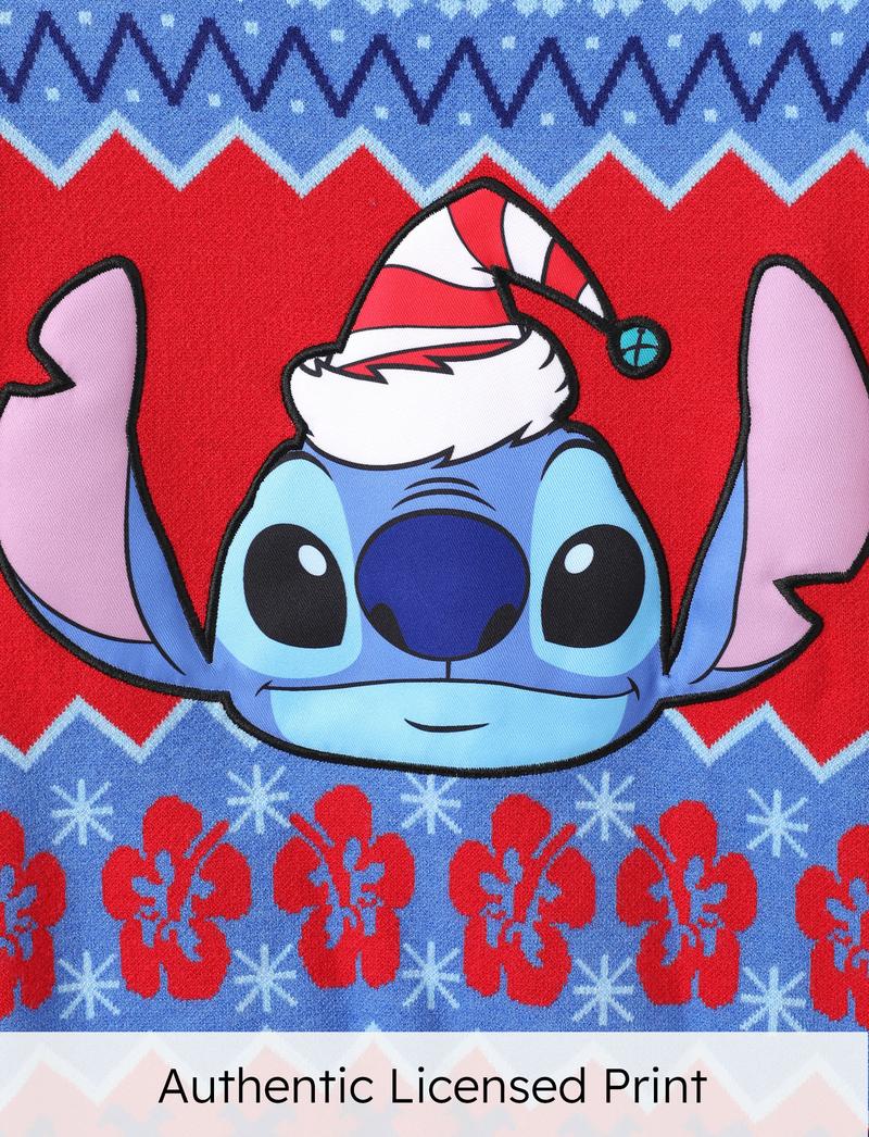PatPat Disney Stitch Christmas Family Matching Snow Sweater – Fun Holiday Long-Sleeve Crewneck Pullover Outfit for Festive Party
