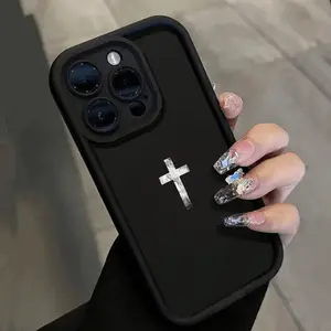 Cross Pattern Case for IPhone 17 Pro Max Plus Air/ 16 15 14 Pro Max 13 12 11 XR XS E Plus Shockproof Full Camera Protection Durable Slim Silicone Cover Gifts for Women Men Girls Boys