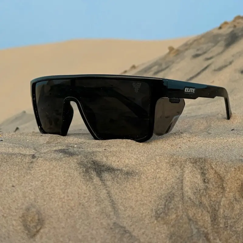Elite Alpha – ANSI Z87.1 Polarized Safety Glasses (Black Frame + Black Lens)