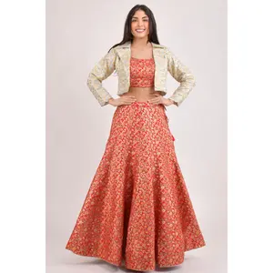 Phoenix Banarasi Red Lehenga Choli with Jacket