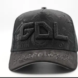 Hat GDL Black Full Embroidered Crystals