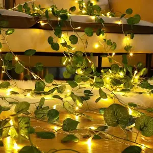 50led Vine String Light, Ivy and Pothos Leaf Design, Battery-Powered Hanging Garland, Festival Decor, Wedding, Garden, Party Decoration