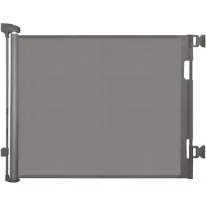 Retractable 33" Height Baby Safety Gate Expands up to 55" Width for Stairs, Easy Install Secure Closure Gray Mesh for Infants Toddlers Dogs Pets Indoor Outdoor Use