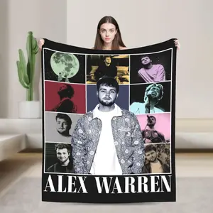 Retro Alex Warren Tour Music Flannel Blanket Print Multifunction Soft Throw Blankets Perfect for Sofa Bedroom Bed Living Room