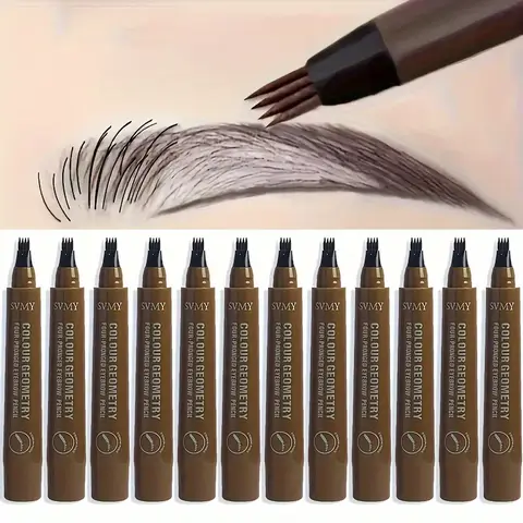 12pcs Quad Eyebrow Pencil Set Cosmetic Waterproof Eyebrow Pen Durable And Colorless Exquisite Eyebrow Shape Suitable For Beginners Eyeliner Makeup