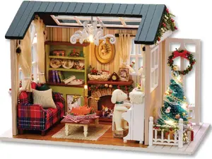 DIY Dollhouse Holiday Time Cottage Suitable as a Gift for Teenagers