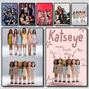 Trendy Group K-Katseye Poster Self-adhesive Art Waterproof Sticker Coffee House Dorm Room Wall Decor
