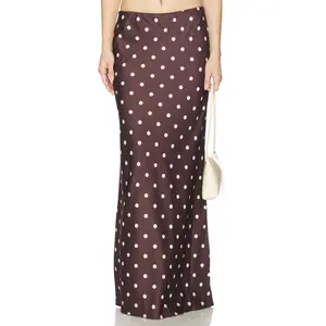 Runaway The Label Blaine Maxi Skirt in Chocolate & Lemon Polka Dot