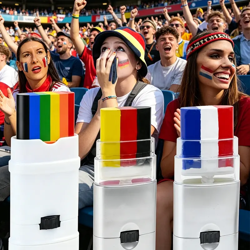 Three-color striped face paint stick, Face Body Paint, washable and skin-safe flag face painting stick, suitable for fans