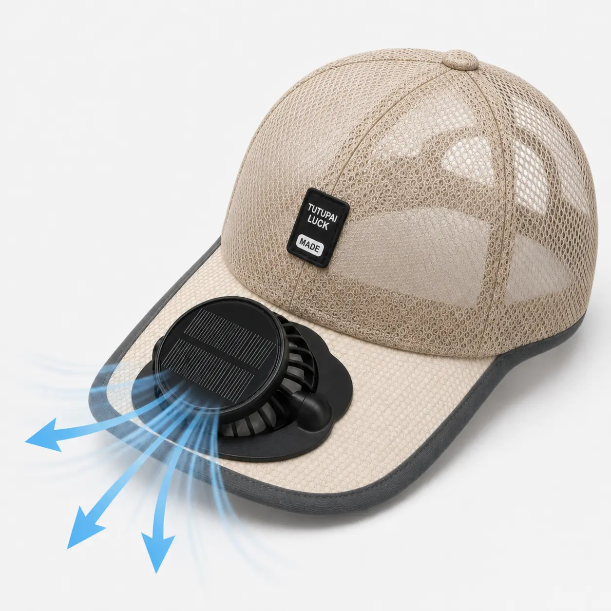 Solar Powered Fan Hat for Men & Women, Breathable Mesh Cooling Sun Cap with USB Rechargeable Adjustable Fan, Outdoor Sun Protection Peaked Cap for Fishing, Hiking, Cycling, Golf & Gardening