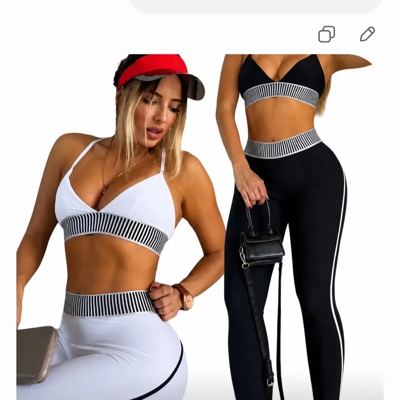Women's 2-Piece DD0155 Athletic Set - Euro-American Style, High-Intensity for Running & Yoga, with Chest Pads