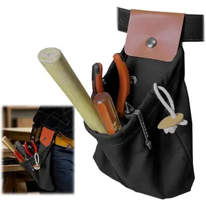 Tool Pouch with Belt Clip- and Loop,Small Utility Pocket Organizer for Tools Nails Screws, Durable Canvas Work Bag for Electrician Plumber Carpenter