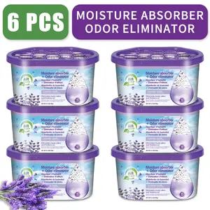 6 Pack Air Fusion Moisture Absorber And Odor Eliminator, Portable Dehumidifier Box,With Lavender Vanilla,Fresh Linen,Jasmine Blossom,Activated Bamboo Charcoal Scents,For Closets, Laundry Rooms And Bedrooms, Long-Lasting Freshness
