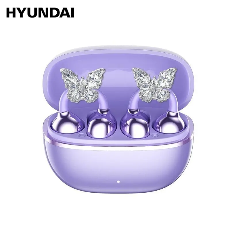 HYUNDAI Earclip C7 Wireless Earphones with Clip-On Design, Upgraded Panoramic Sound, Comfortable Fit, IP45 Waterproof Sports Earbuds, Audio Wireless Headphones for Music, Calls & Workouts,father'sdaygifts