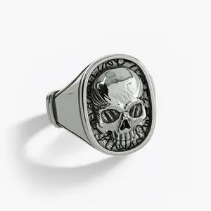 Skull, Silver Signet Ring