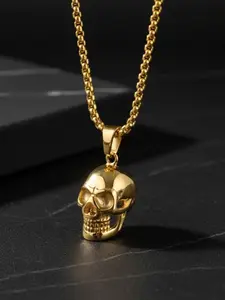 Skeleton Pendant Necklace Stainless Steel Hypoallergenic Unisex Adjustable Chain Minimalist Daily Jewelry Gift for Him Her couples Fashion