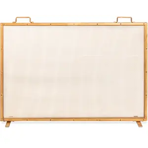 Best Choice Products 38x27in Single Panel Fireplace Screen Handcrafted Steel Mesh Spark Guard w/ Handles