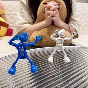 2pcs Trickster & Wacky Dancing Robot Toys - Spring-Operated Chain-Driven Motion, 3 Colors (/Red/) with Expressive Eyes & Poses, Durable Plastic Spring-Loaded Dance Figures for Kids, Birthday Party Favors & Collectible Gifts