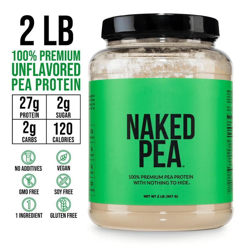 Naked Pea 100% Premium Pea Protein Powder 2LB - US Grown, Additive-Free, Vegan - 18g Protein, 2g Carbs - Only 1 Ingredient