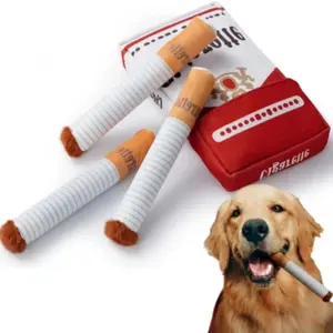 Interactive Dog Toys, 1 Count/2 Counts Dog Teething Toys, Squeaky Cigar Toys, Fun Novelty Plush Dog ​​toys, Imitation Cigar Chew Toys, Chew Stick, Dog & Cat Accessories