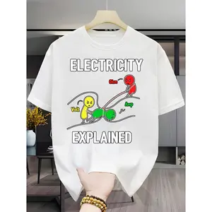 Electricity Principles T-Shirt - Ohm'S Law And Circuit Diagrams (Voltage Current Icons) - Funny Electrician, Physics Teacher, Engineer Gift - Unisex Science Apparel
