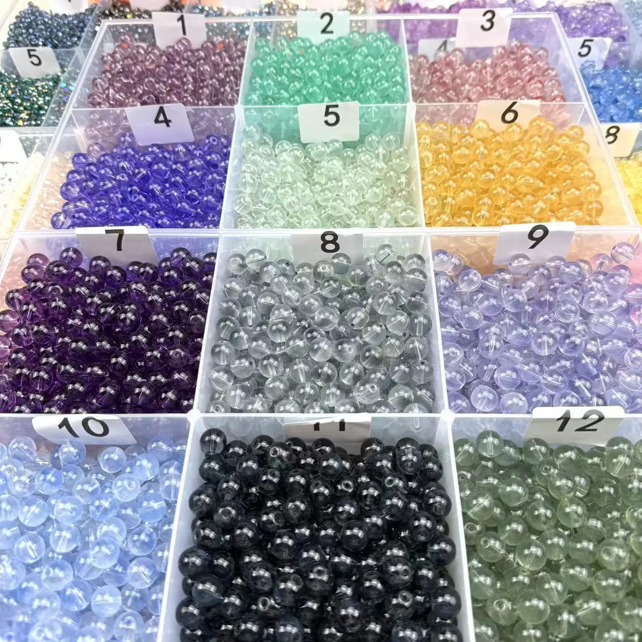 12mm Clear Light Color Glass Beads for jewelry, 75ml