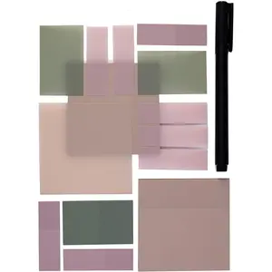 Transparent Sticky Notes (Includes Quick Dry Pen), Cute Clear Sticky Tabs, Translucent Page Flags Book Markers Stickers, Planner Accessories  Journaling Study Office Supplies (Pastel)