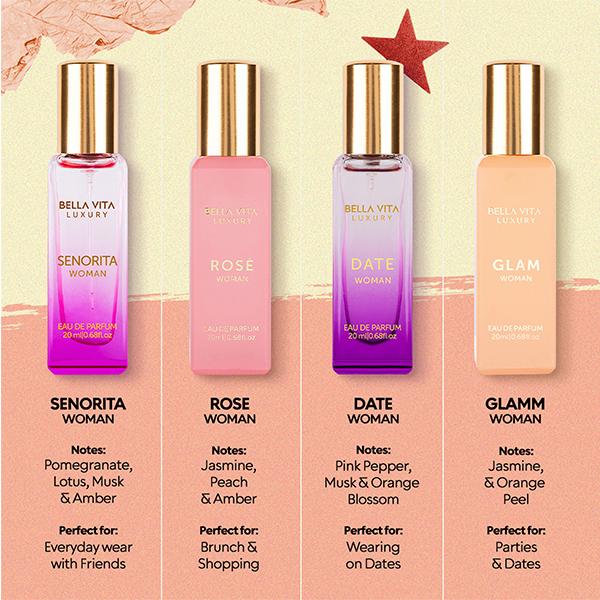 Midnight Mischief by BellaVita Luxury | Women’s Luxury Mini Perfume Set & Honey Oud EDP | Luxury Perfume for Women | Long Lasting, Floral, Spicy & Vanilla,Bergamot | Luxury, Vegan & Cruelty Free Eau De Parfum | Travel-Friendly | 100+ 4x20 ML(6.08 fl. oz)