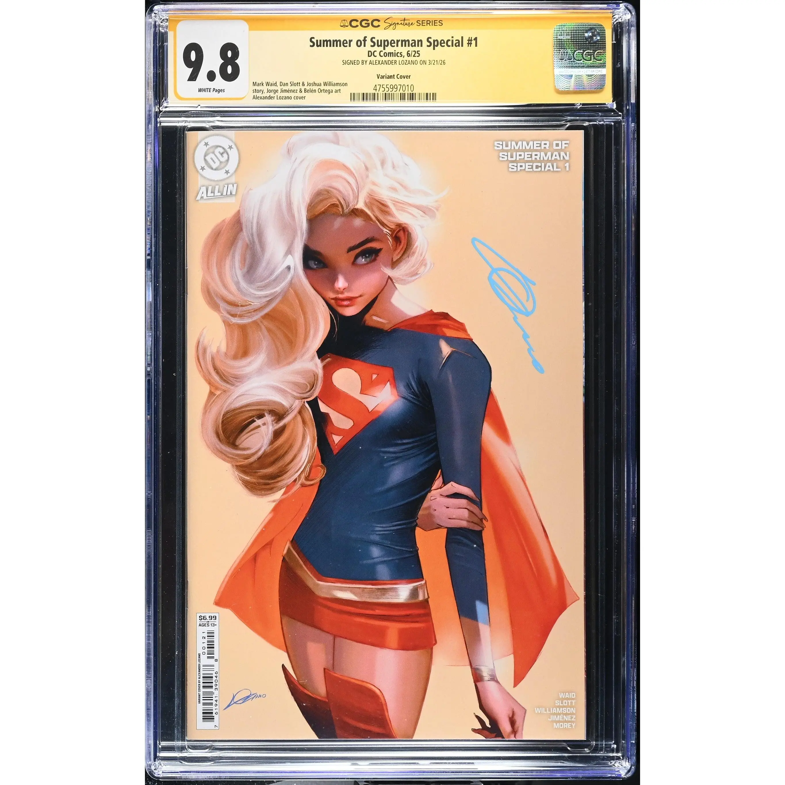 CGC Sig Series 9.8, Summer of Superman Special #1, First Print, Lozano, Supergirl Variant! 🔥