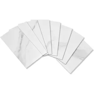 100-Pieces Peel and Stick Backsplash, 3" x 6" PVC Wall Tile, Marble White Stick on Backsplash for Kitchen/Bathroom/Fireplace