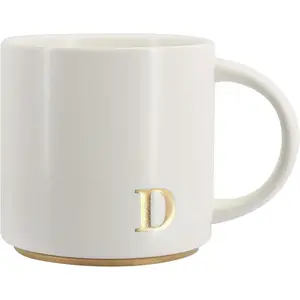 -  Ceramic Mugs, 15 oz Golden Initial Coffee Cups, Elegant Capital Alphabet  Mugs, Elegant Personalized Mug with  Box, Luxurious Cups for Office and  (D)