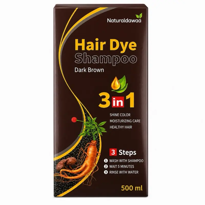 3-in-1 Hair Dye Cleanser Shampoo - Dark Brown, Nourishing Hydrating Haircare Product for Restoring Hair Health, 500ml