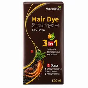 3-in-1 Hair Dye Cleanser Shampoo - Dark Brown, Nourishing Hydrating Haircare Product for Restoring Hair Health, 500ml