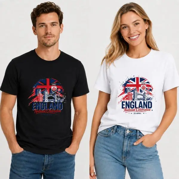 CARPESUN Women's Short-Sleeve Crew Neck Classic Cut T-Shirt - British Patriotic Style, England Union Jack Tower Bridge Graphic Print, Soft Cotton Blend, Unisex Casual Top for UK Tourism, Souvenir Gift, Single Piece Pack