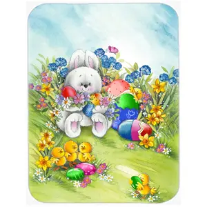 Carolines Treasures  Easter Bunny & Eggs Glass Large Cutting Board
