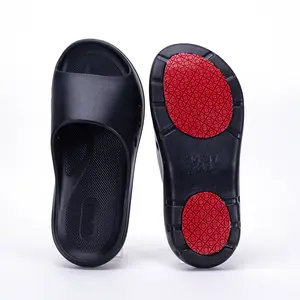 QIMEIJIA red-soled slippers: professional anti-slip, lightweight, easy to clean, made with eco-friendly EVA and a red rubber outsole.