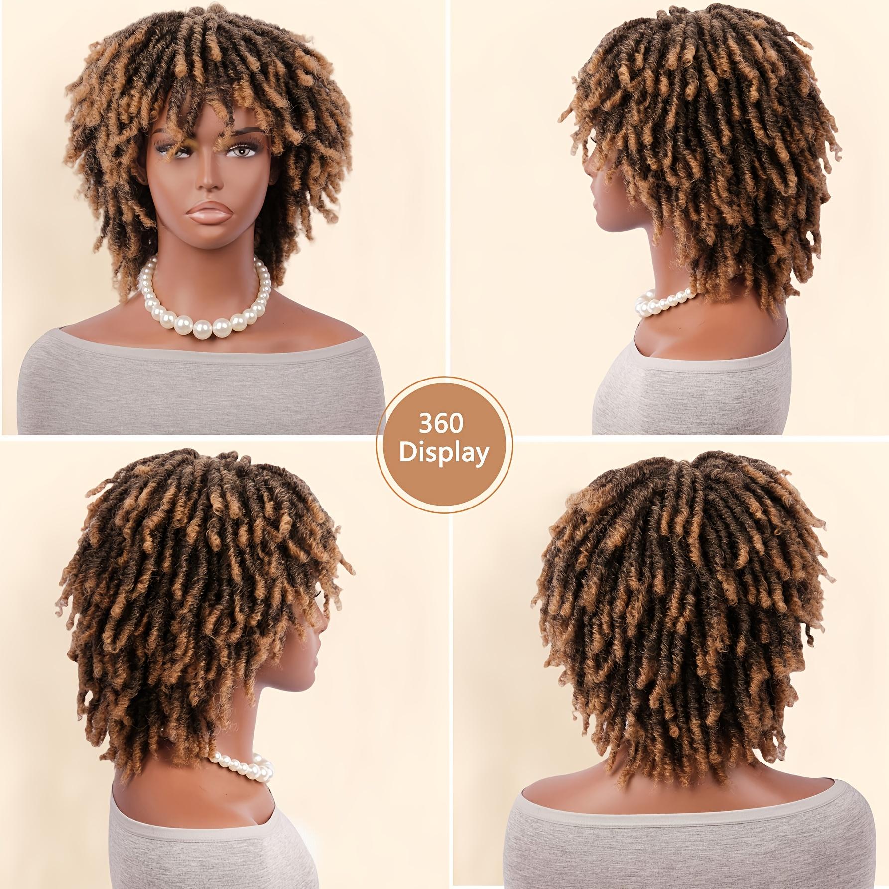 [1pcs Afro Dreadlock Wig] Bellqueen Afro Dreadlock Wig, 100% High Temperature Fiber, Unisex Adult Sports Style, 180% Density Afro Curly Kinky Hair, Rose Net Cap, Synthetic Braids, Breathable Layered Faux Locs