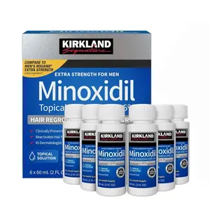 6-Bottle Kirkland Signature 5% Minoxidil for Men, Extra Strength Hair Regrowth Treatment, Anti Hair Loss Baldness Solution with Dropper Applicator, Infused Peppermint, Castor, Rosemary & Biotin for Scalp Nourishment