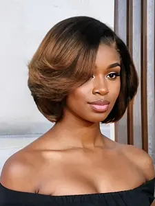 13x4 Short Bob Lace Front Wigs, Pixie Cut Wig for Women, 1bt4 Pre-Plucked, Straight Human Hair, Glueless Wig, Natural Look, Beginner Friendly Wig