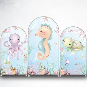 15-day Delivery Cute Octopus Underwater Arch Backdrop Cover for Ocean Baby Shower